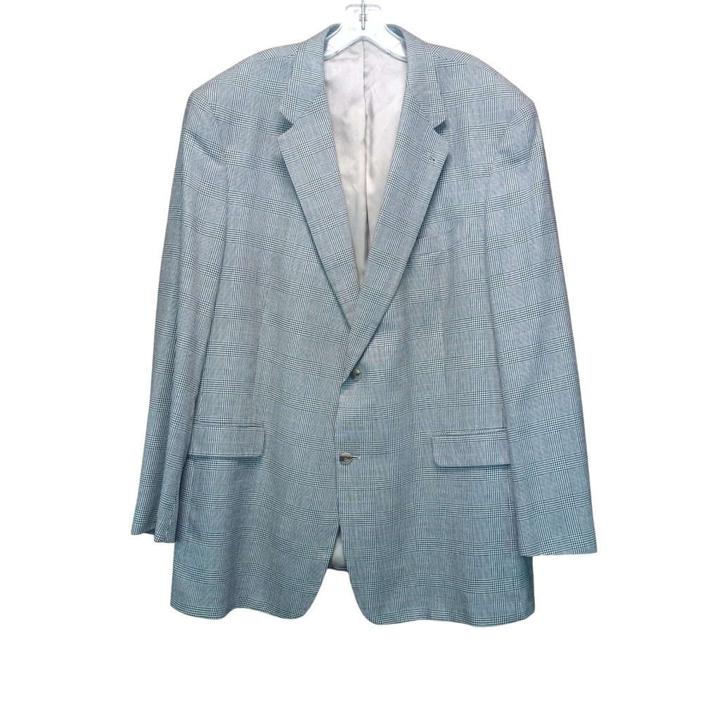 Austin Reed London Mens 50L Blazer Silk Wool Glen Plaid Sport Coat Made in Italy